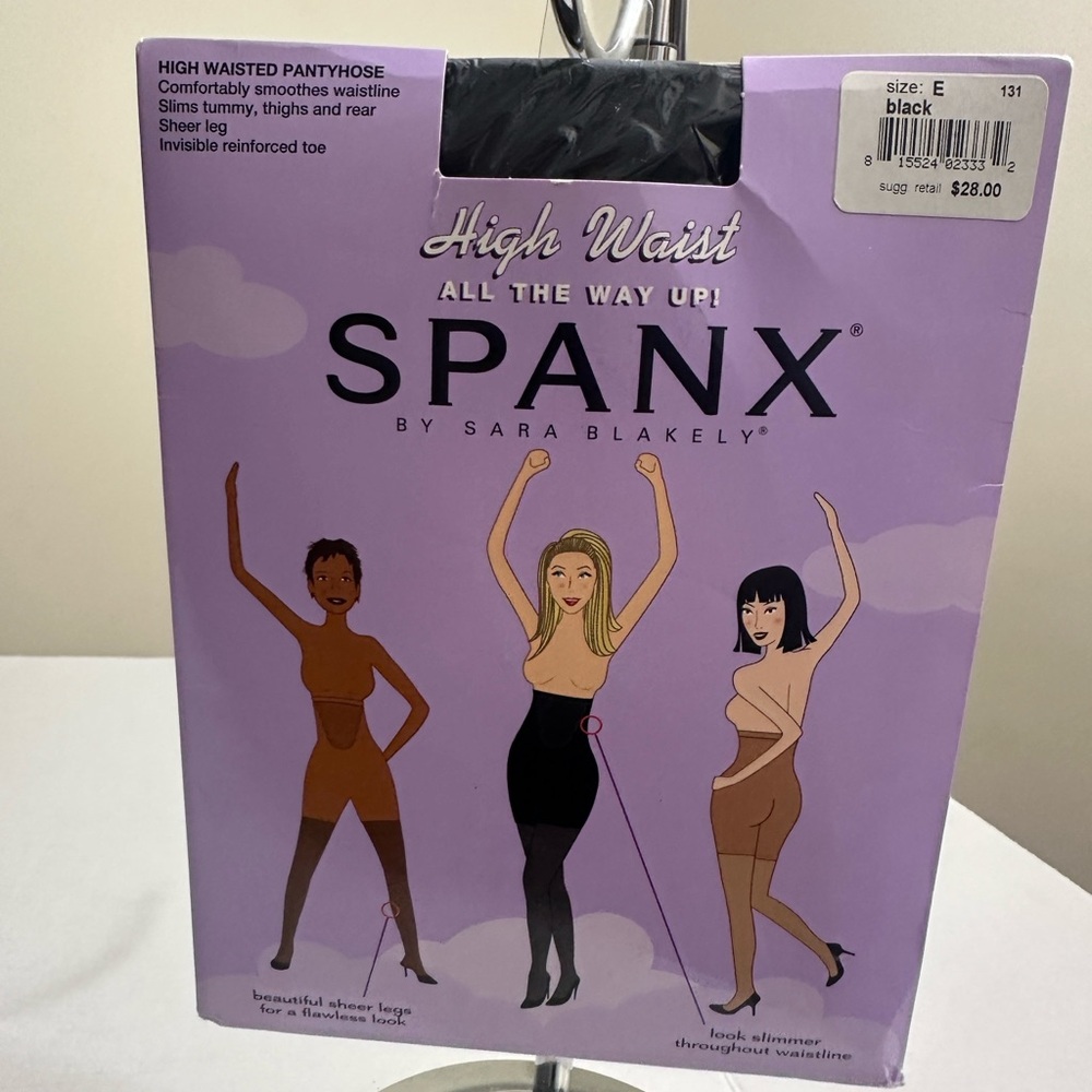 Spanx “High Waisted All the Way” Full-Length Pantyhose • Black • Size E